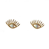 Evil Eye Opal Curled Lash Earrings